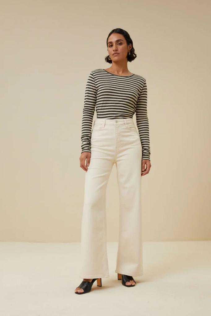 By Bar - basic ls stripe top - 018 chalk