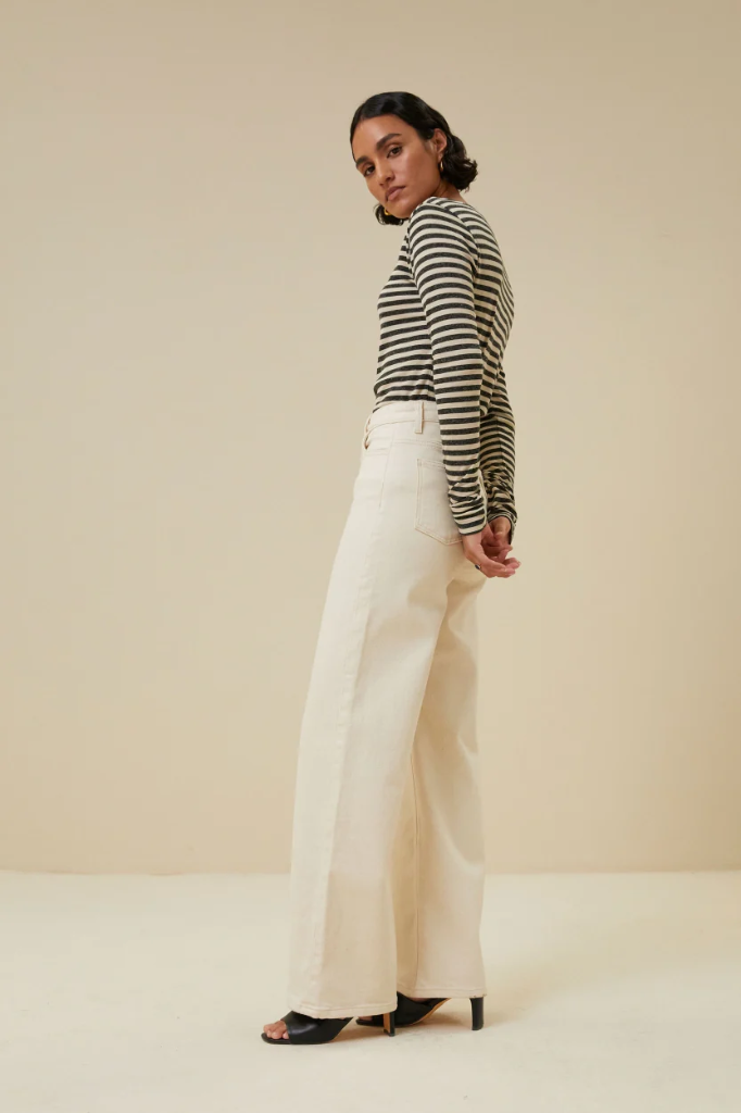 By Bar - basic ls stripe top - 018 chalk