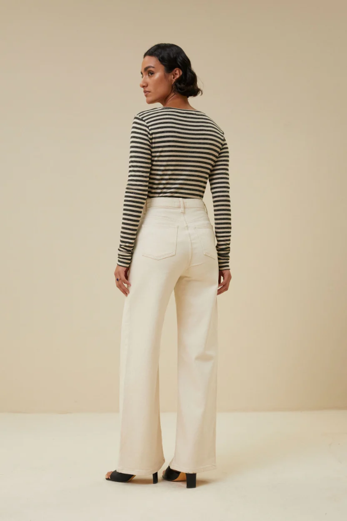 By Bar - basic ls stripe top - 018 chalk