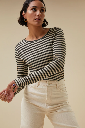 By Bar - basic ls stripe top - 018 chalk