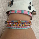 LeJu - multicolor handwoven kids bracelet with silver Beats and a jade semi-precuious stone / Armband