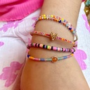 LeJu - multicolor handwoven kids bracelet with silver Beats and a jade semi-precuious stone / Armband