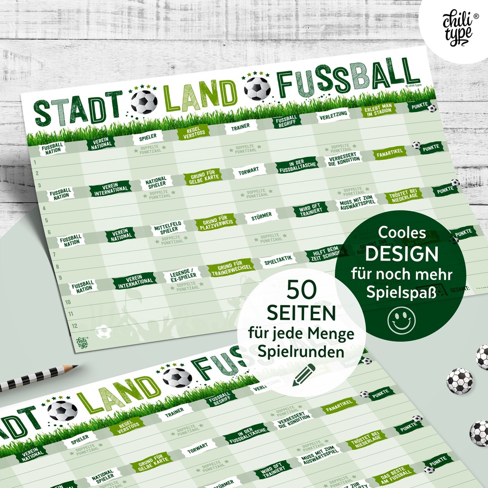 Chilitype - Stadt-Land-Fussball - Spielblock DIN A4