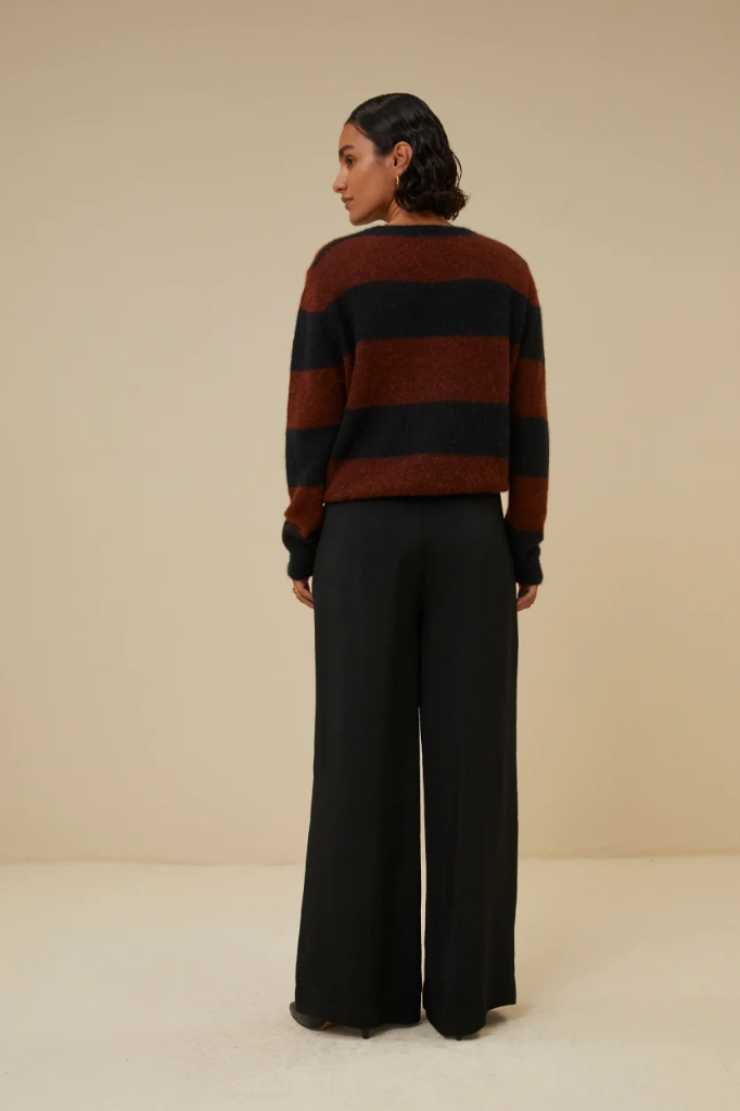 By Bar - benji satin stripe pant - 861 jet black