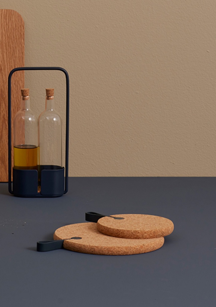 Design bite - Kork Topfuntersetzer Set Dunkelblau
