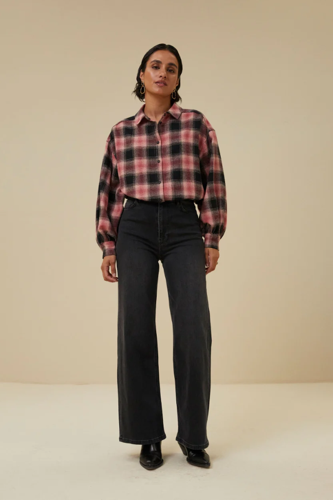 By Bar - sarah check blouse - 234 rosewood