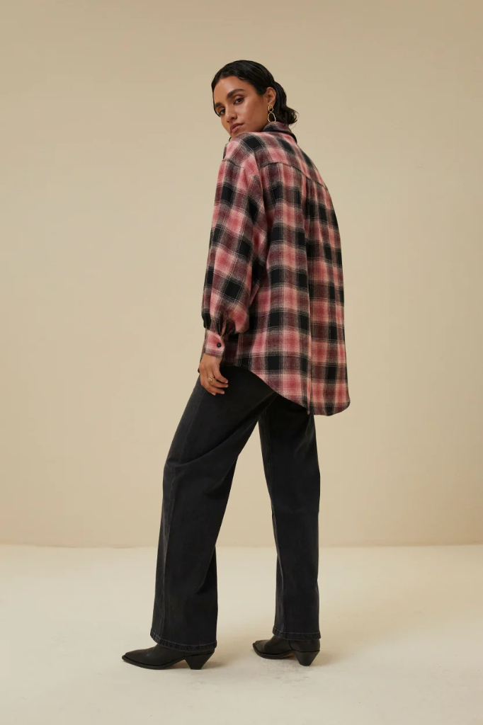By Bar - sarah check blouse - 234 rosewood