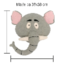 Mea Lini - Wanddekoration Tierkopf Elefant, Wollfilz - 38x7,5x38cm
