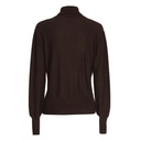 Caroline Biss - FITTED PULLOVER WITH SEMI-SHEER DÉCOLLETÉ - Coffee