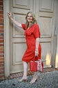 Caroline Biss - kurzes Kleid mit kurzen Ärmeln und V-Ausschnitt rot