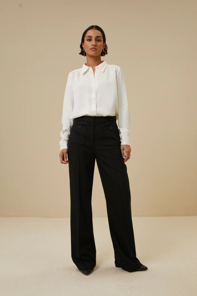 By Bar - tibbe satin stripe blouse - 010 off white