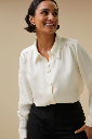 By Bar - tibbe satin stripe blouse - 010 off white