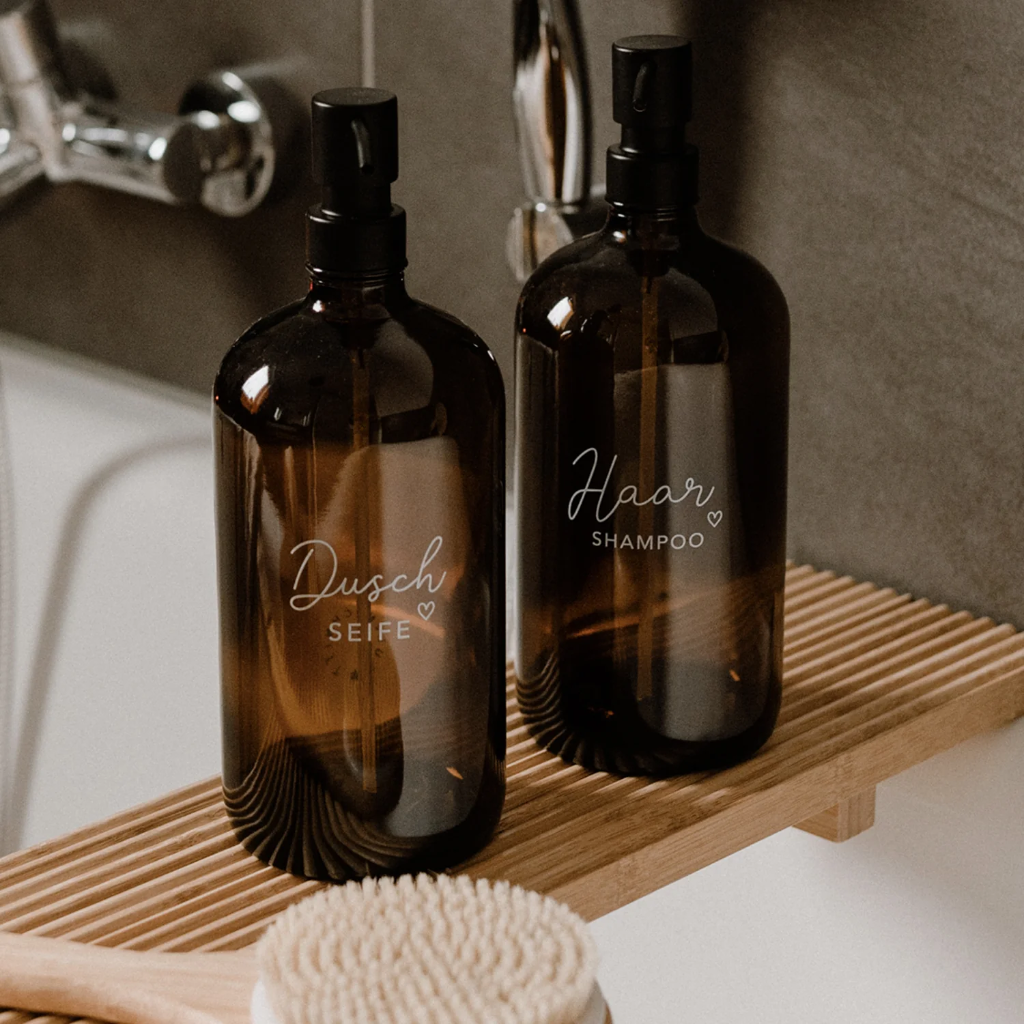 Eulenschnitt -  Seifenspender Haarshampoo Braunglas 1L