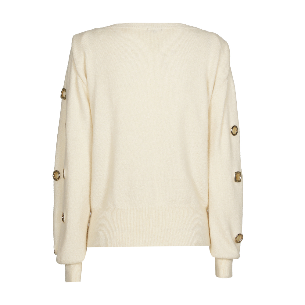 Caroline Biss - COSY PULLOVER WITH METAL GOLD RINGS - Pullover - Wolle-Angora - einfarbig - Accessoires - Champagne Gold