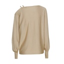 Caroline Biss - LOOSE-FITTING PULLOVER WITH SHOULDER EFFECT - Pullover - Viskose-Kashmir - einfarbig - Kette - Gold