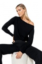 Caroline Biss - LOOSE-FITTING PULLOVER WITH SHOULDER EFFECT - Pullover - Viskose-Kashmir - einfarbig - Kette - Schwarz 