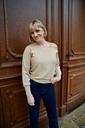 Caroline Biss - LOOSE-FITTING PULLOVER WITH SHOULDER EFFECT - Pullover - Viskose-Kashmir - einfarbig - Kette - Gold