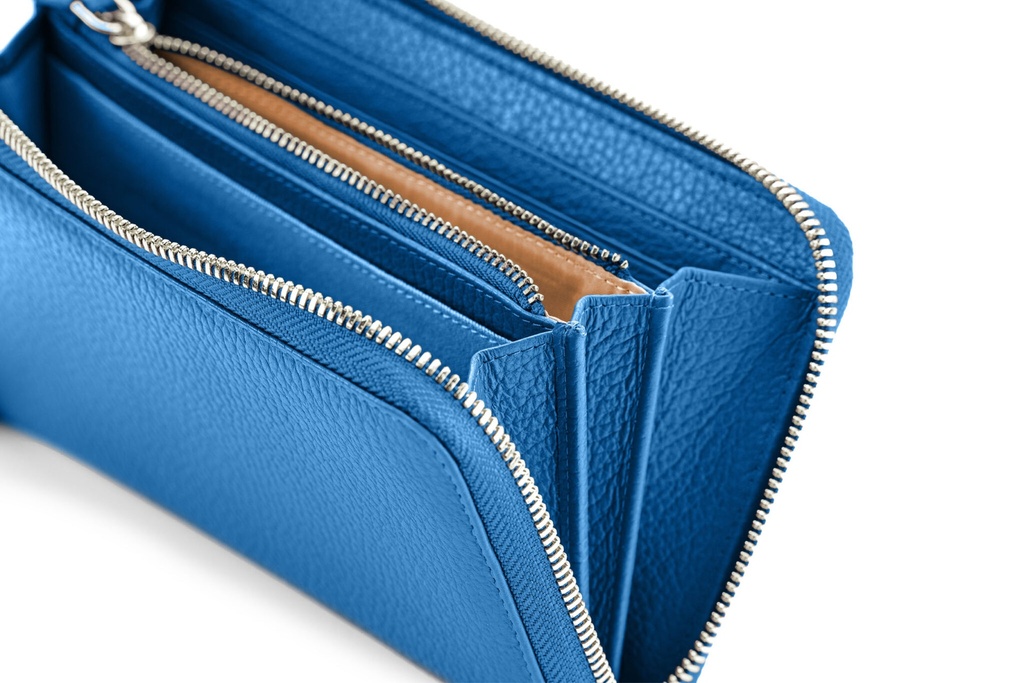 OKKA soft | azurblau | silber | genarbt