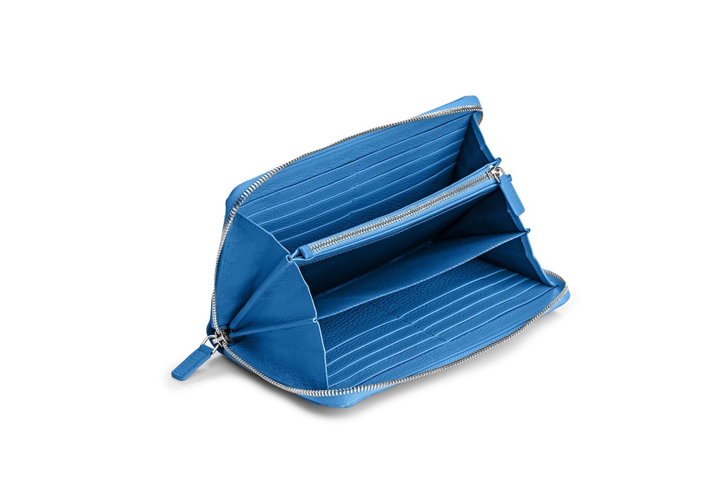OKKA soft | azurblau | silber | genarbt