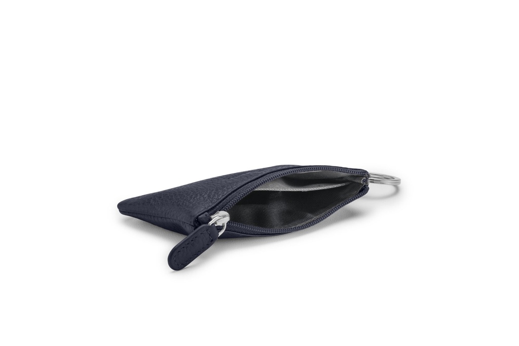 Schlüsseltasche slim | nachtblau | silber | genarbt