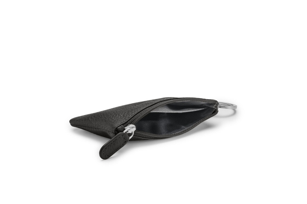 Schlüsseltasche slim | schwarz | silber | genarbt
