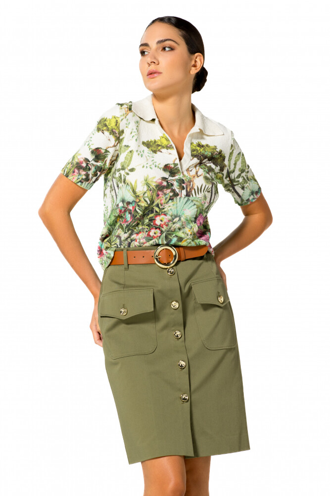 Caroline Biss - COMFORTABLE COTTON SAFARI SKIRT