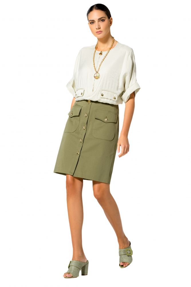 Caroline Biss - COMFORTABLE COTTON SAFARI SKIRT