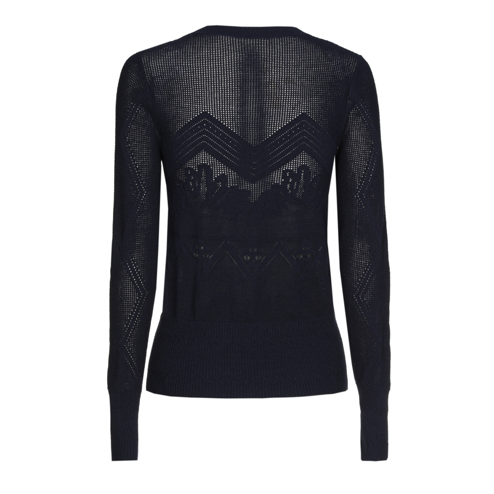 Caroline Biss - FINE-KNIT SEMI-SHEER PULLOVER WITH PATTERN navy