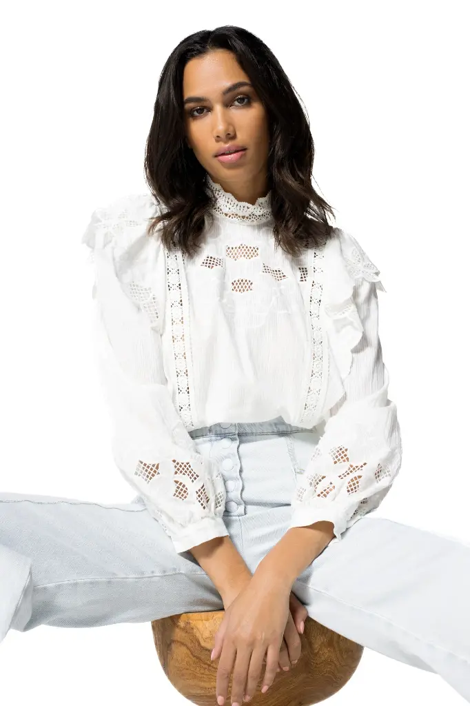 Caroline Biss - Bluse Stickerei weiß - 1610-91