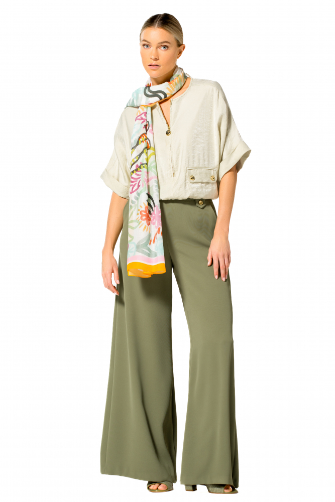 Caroline Biss - LOOSE-FITTING CITY-LOOK PANTS, MID WAIST Khaki