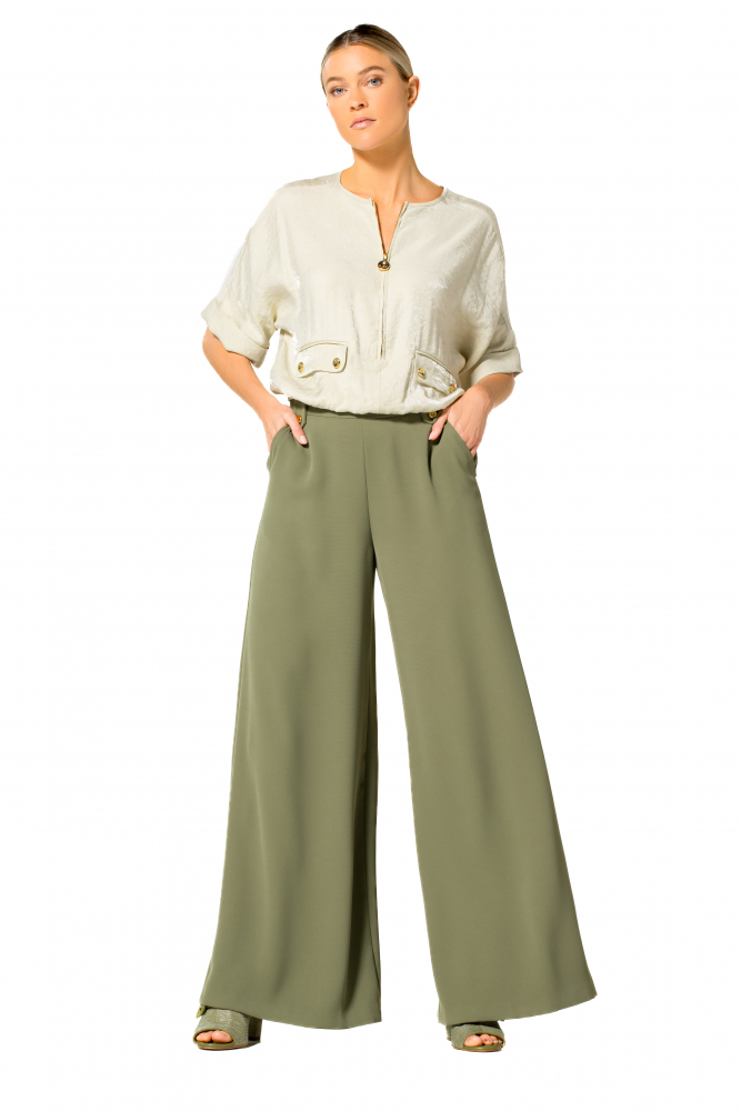 Caroline Biss - LOOSE-FITTING CITY-LOOK PANTS, MID WAIST Khaki