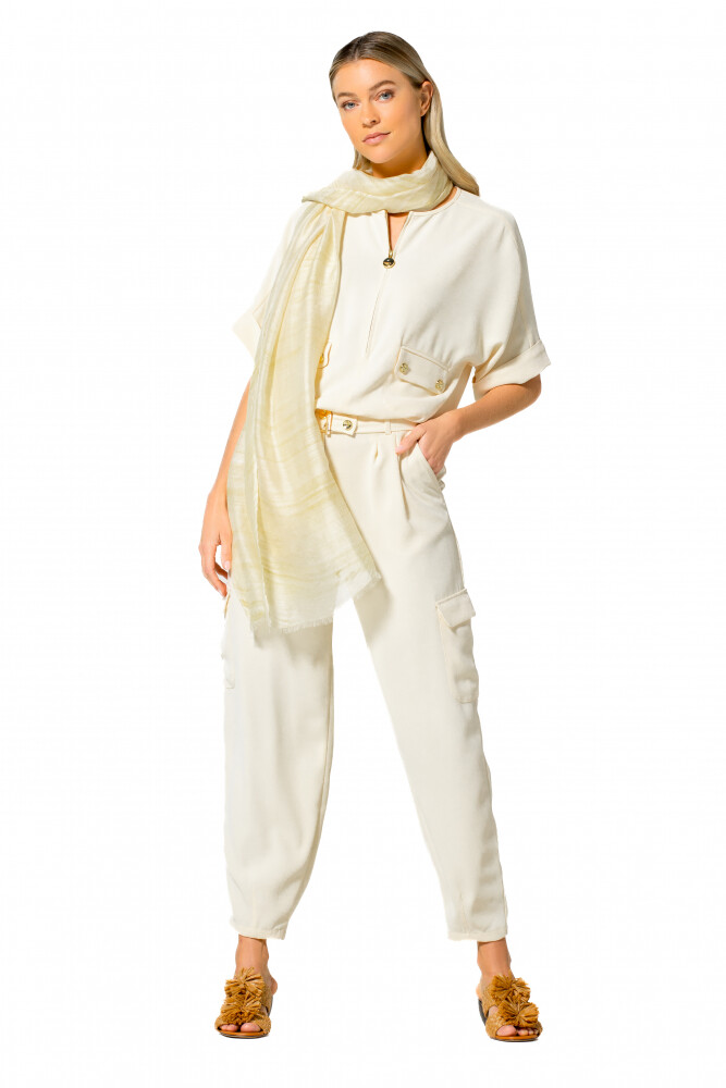 Caroline Biss - LOOSE-FITTING DRESSY CARGO PANTS, HIGH WAIST cream