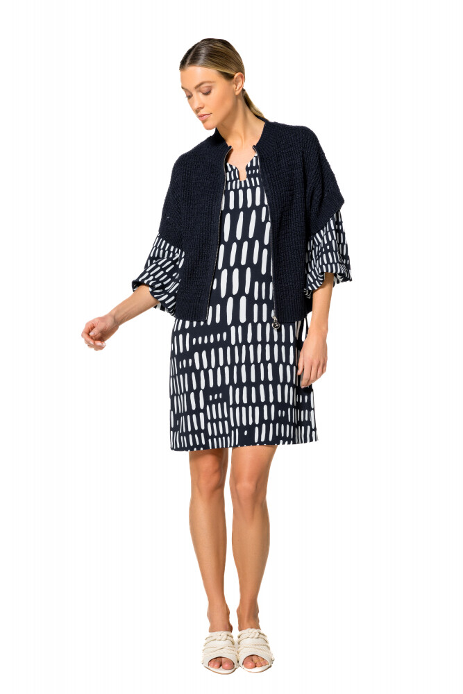 Caroline Biss - LOOSE-FITTING SHORT-SLEEVE CARDIGAN navy