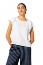 Caroline Biss - SHORT STRAIGHT TOP WITH SHOULDER EFFECT off white