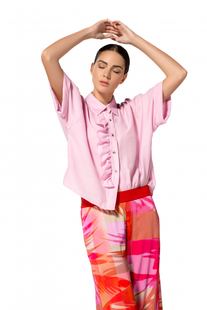 Caroline Biss - LOOSE-FITTING BLOUSE WITH FLOUNCE EFFECT lilac