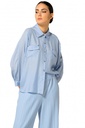 Caroline Biss - OVERSIZED LOOSE BLOUSE WITH ELEGANT SHEEN light blue