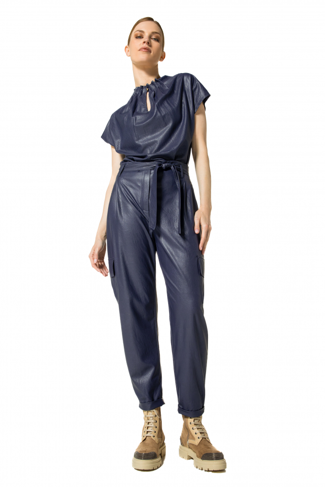 Caroline Biss - Beggy vegan leather pants dark indigo - 4583-27