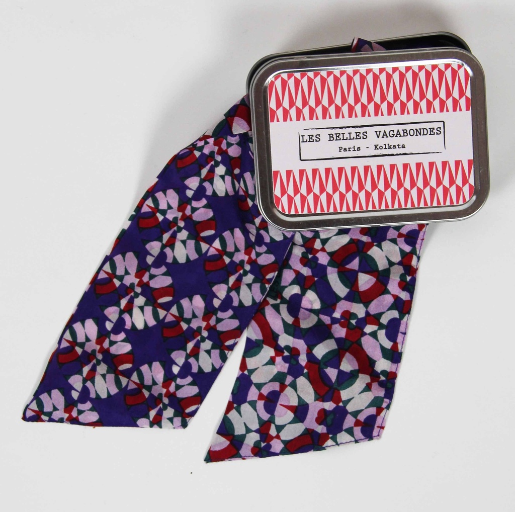 Les Belles Vagabondes - Seidenschal Bandeau Fragment Prune Purple