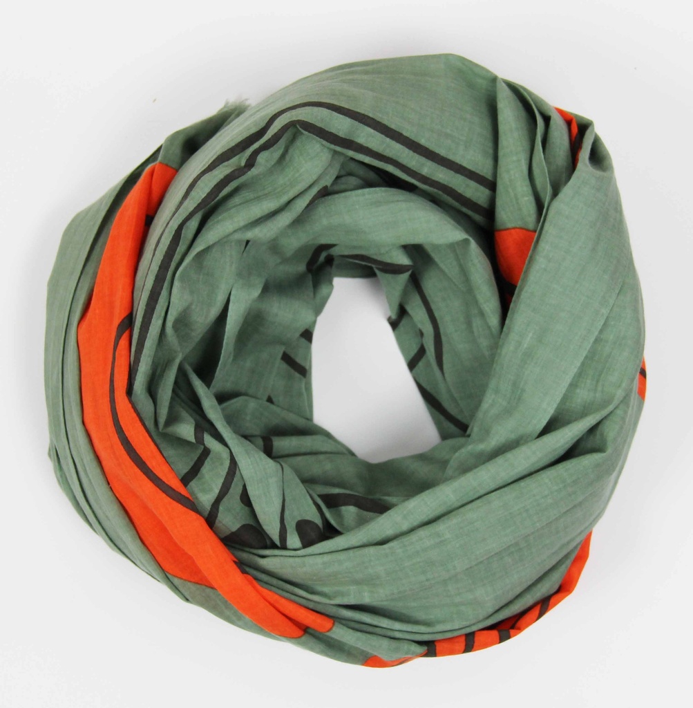Les belles vagabondes - Schal Foulard Coton Bio Mekong Kaki - 100% Biobaumwolle