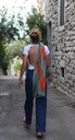Les belles vagabondes - Schal Foulard Coton Bio Mekong Kaki - 100% Biobaumwolle