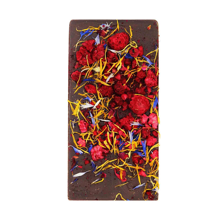 Ritonka - Premium Bitterschokolade - Himbeere, Blüten - 95 g 