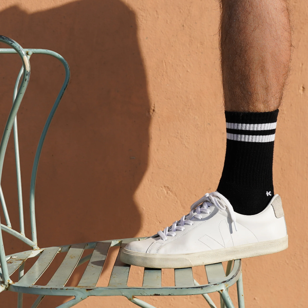 Klue - Tennis sport socks | black white | organic cotton