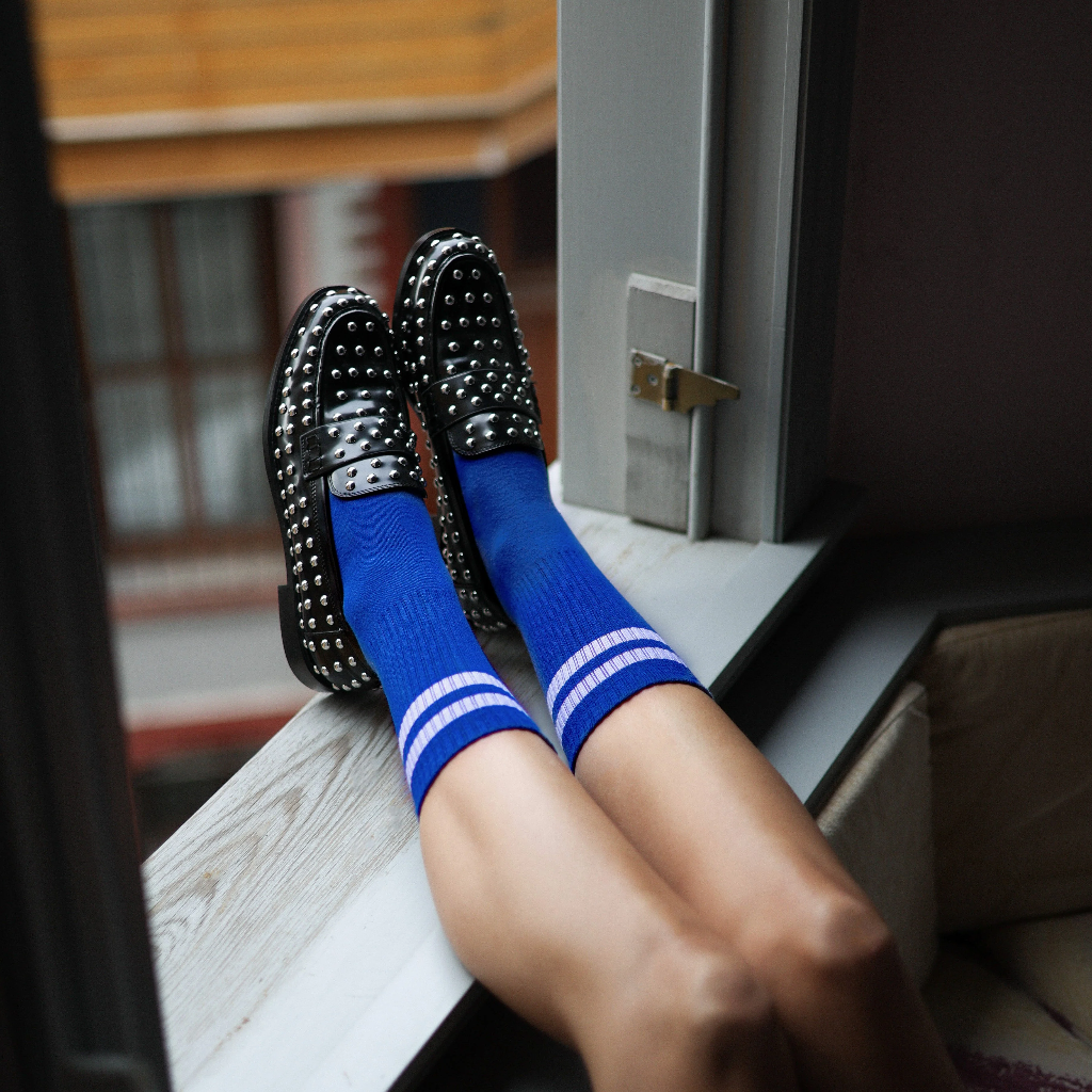 Klue - Tennis sport socks | blue white | organic cotton