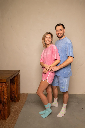 MDMD - Frottee Shorts Long - blaugrau