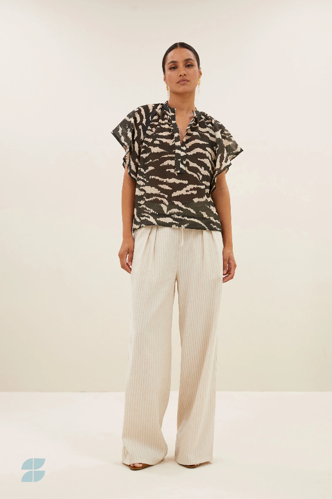 By Bar - Vina Zebra Blouse - 970 Black Zebra Print