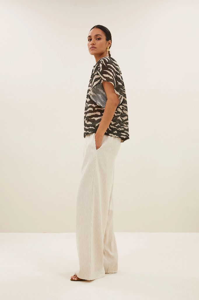 By Bar - Vina Zebra Blouse - 970 Black Zebra Print