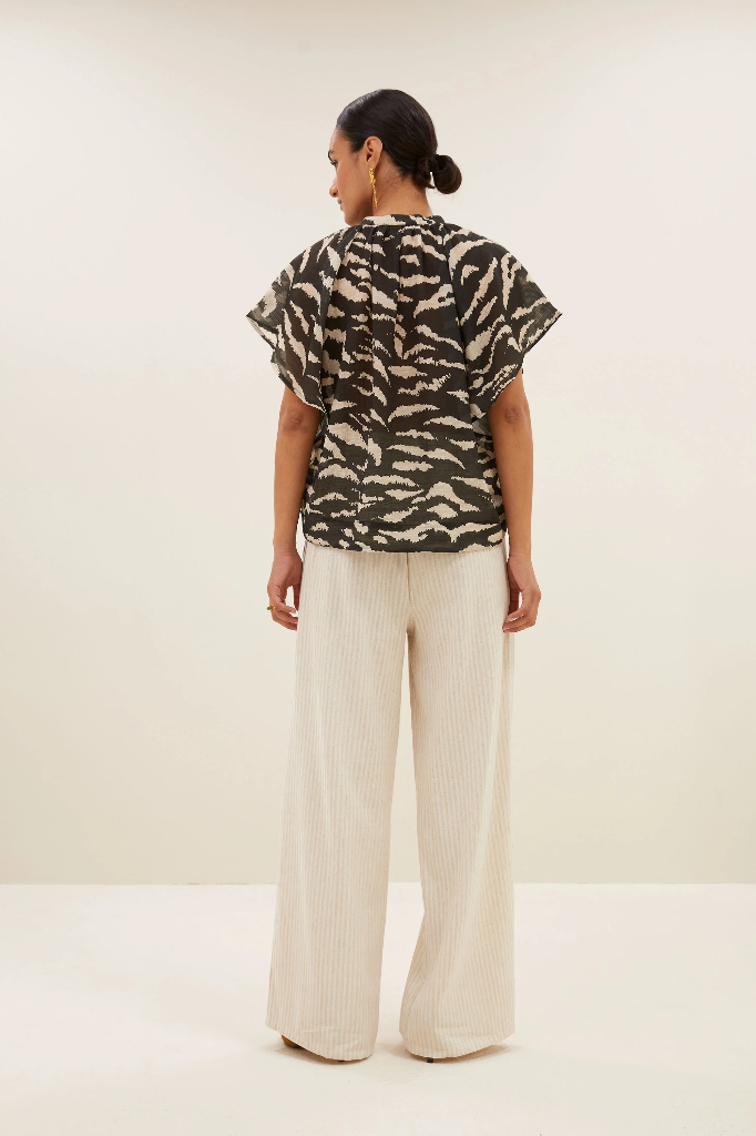 By Bar - Vina Zebra Blouse - 970 Black Zebra Print
