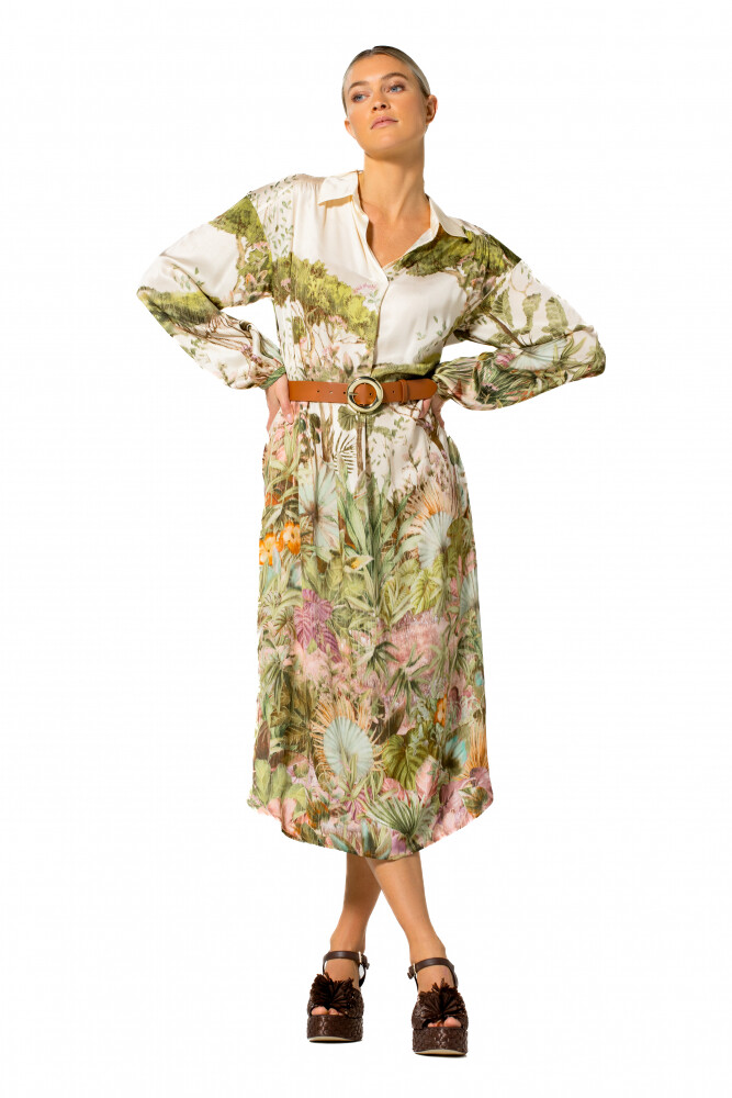 Caroline Biss - FLOWING DRESS WITH BOTANICAL PRINT MOTIF multicolour
