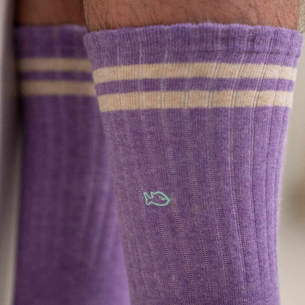 Billybelt - Retro Socken aus gekämmter Baumwolle violett - Gr. 41-46