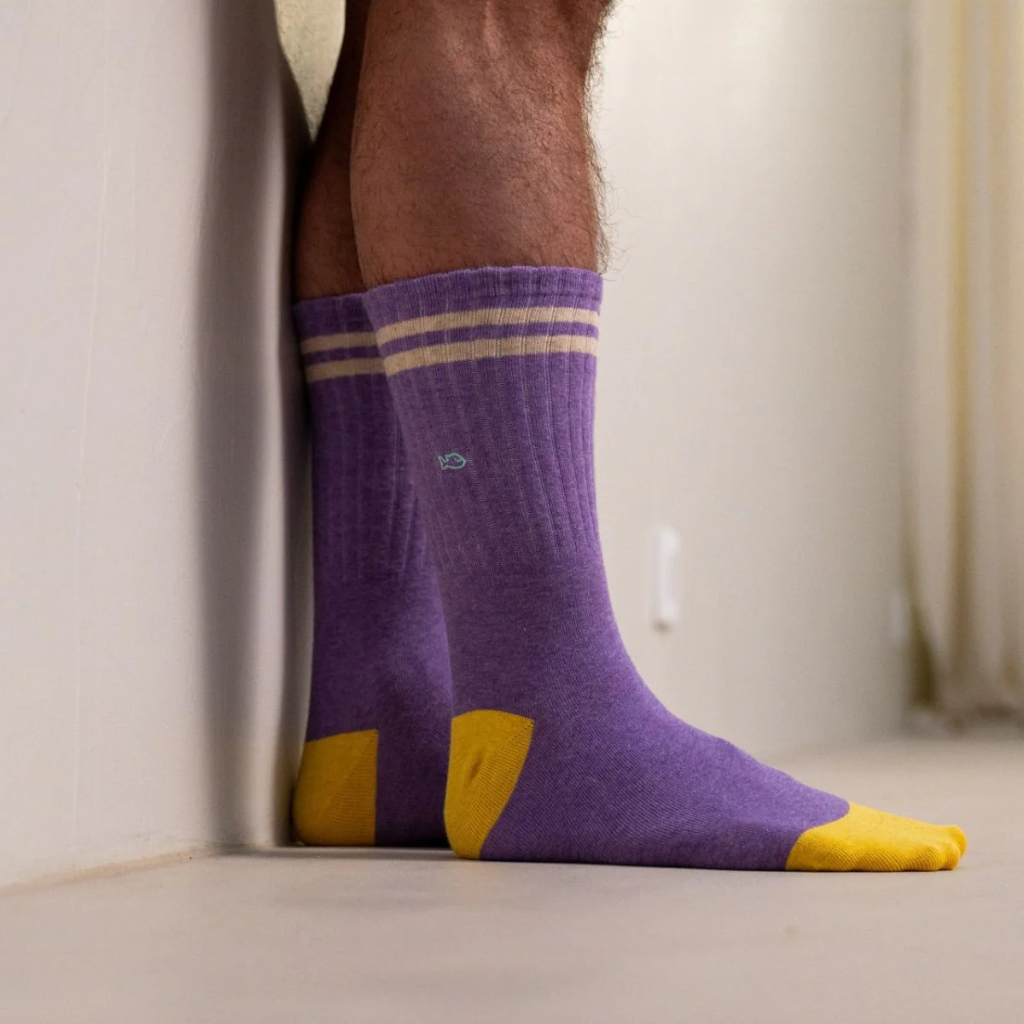 Billybelt - Retro Socken aus gekämmter Baumwolle violett - Gr. 41-46